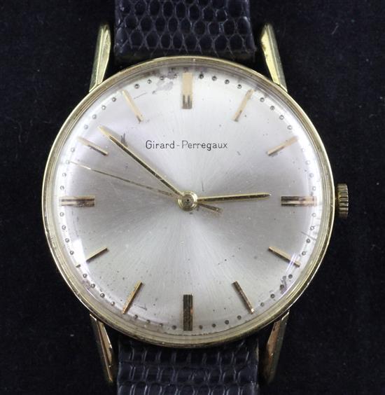 A gentlemans 18ct gold Girard Perregaux manual wind dress wrist watch,